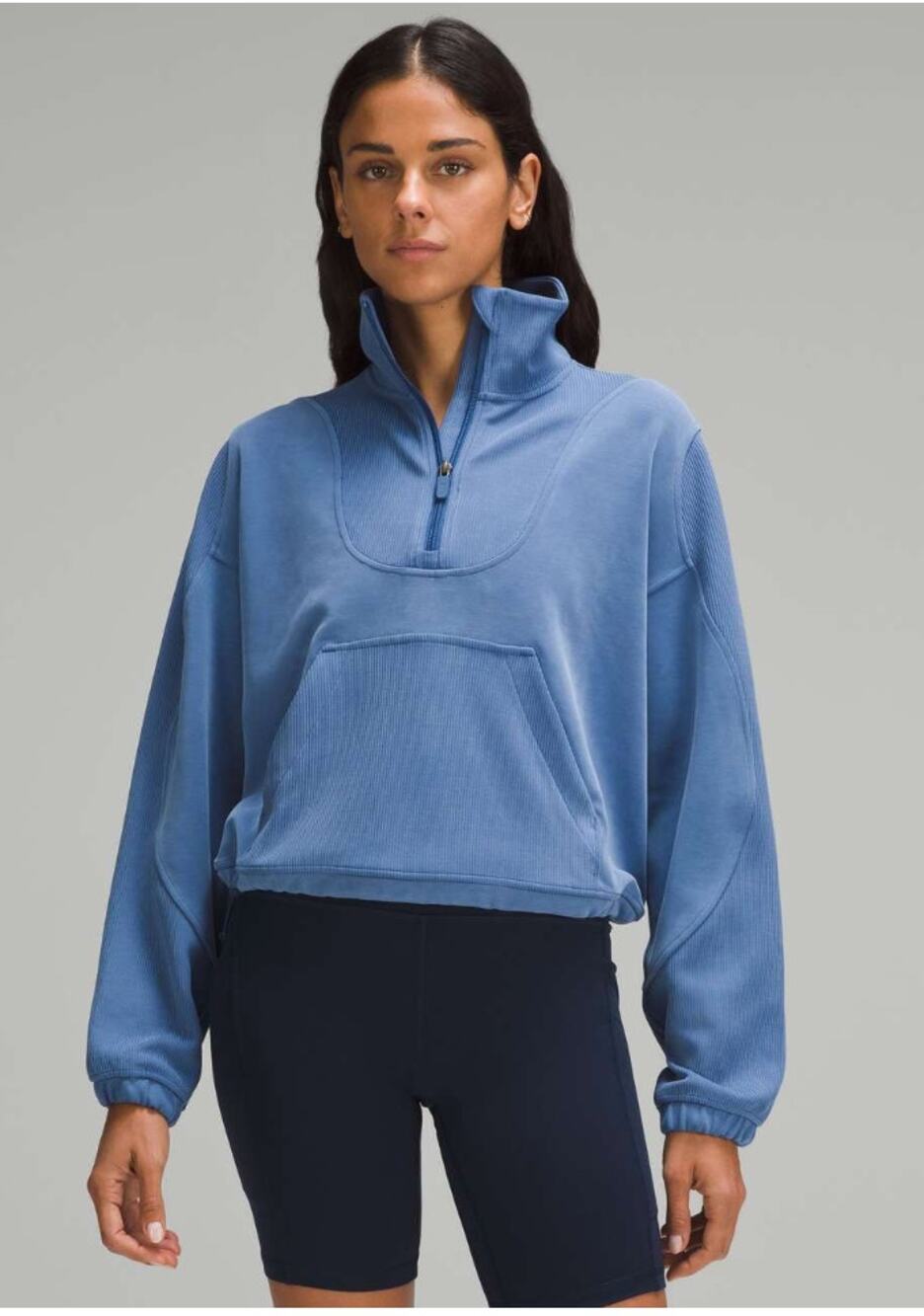Lululemon Brushed Softstreme Ribbed Half Zip Pitch Blue 8